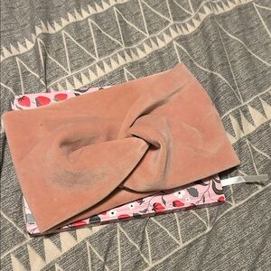 Plush Velvet Pink Wide Turban Twist Wrap Headband